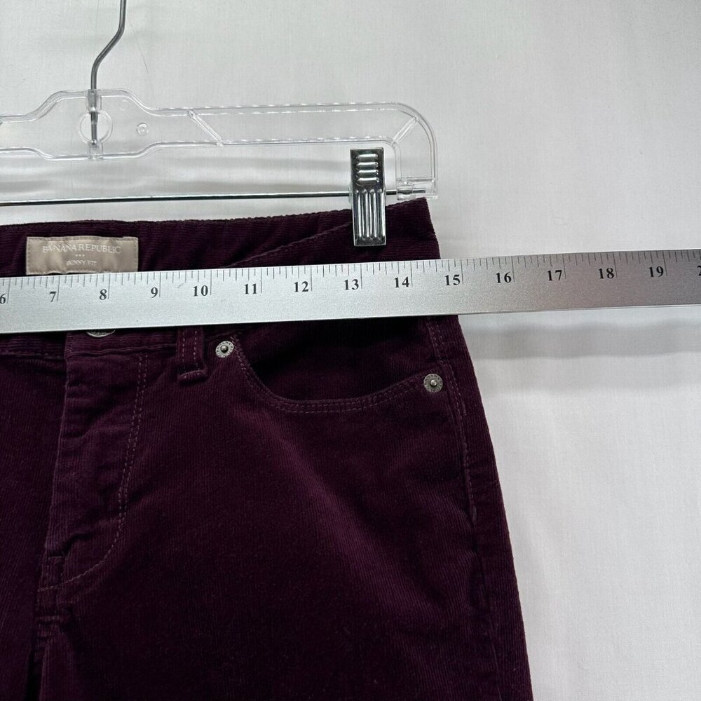 Banana Republic Jeans Womens 26/2P Skinny Fit Corduroy Low Rise Ankle Burgundy - Picture 8 of 10